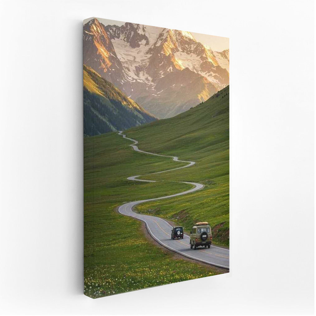 Winding road to the majestic mountains of Slovenia