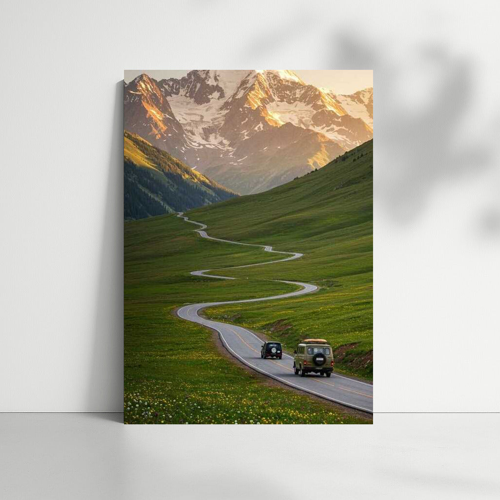 Winding road to the majestic mountains of Slovenia