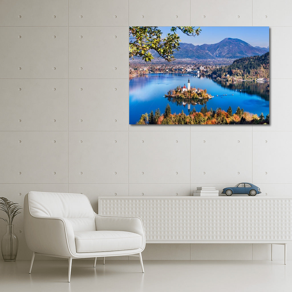 Slovenia: Idyllic Island with Mountains as Backdrop