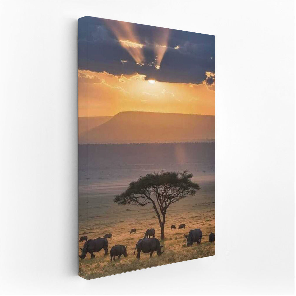 Sunset in South Africa: Rhinos in the Savannah
