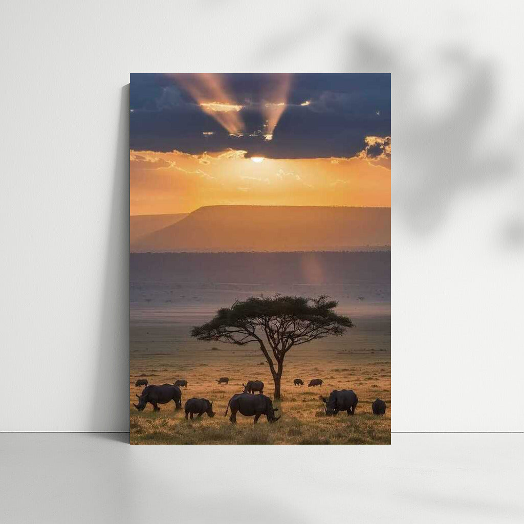 Sunset in South Africa: Rhinos in the Savannah