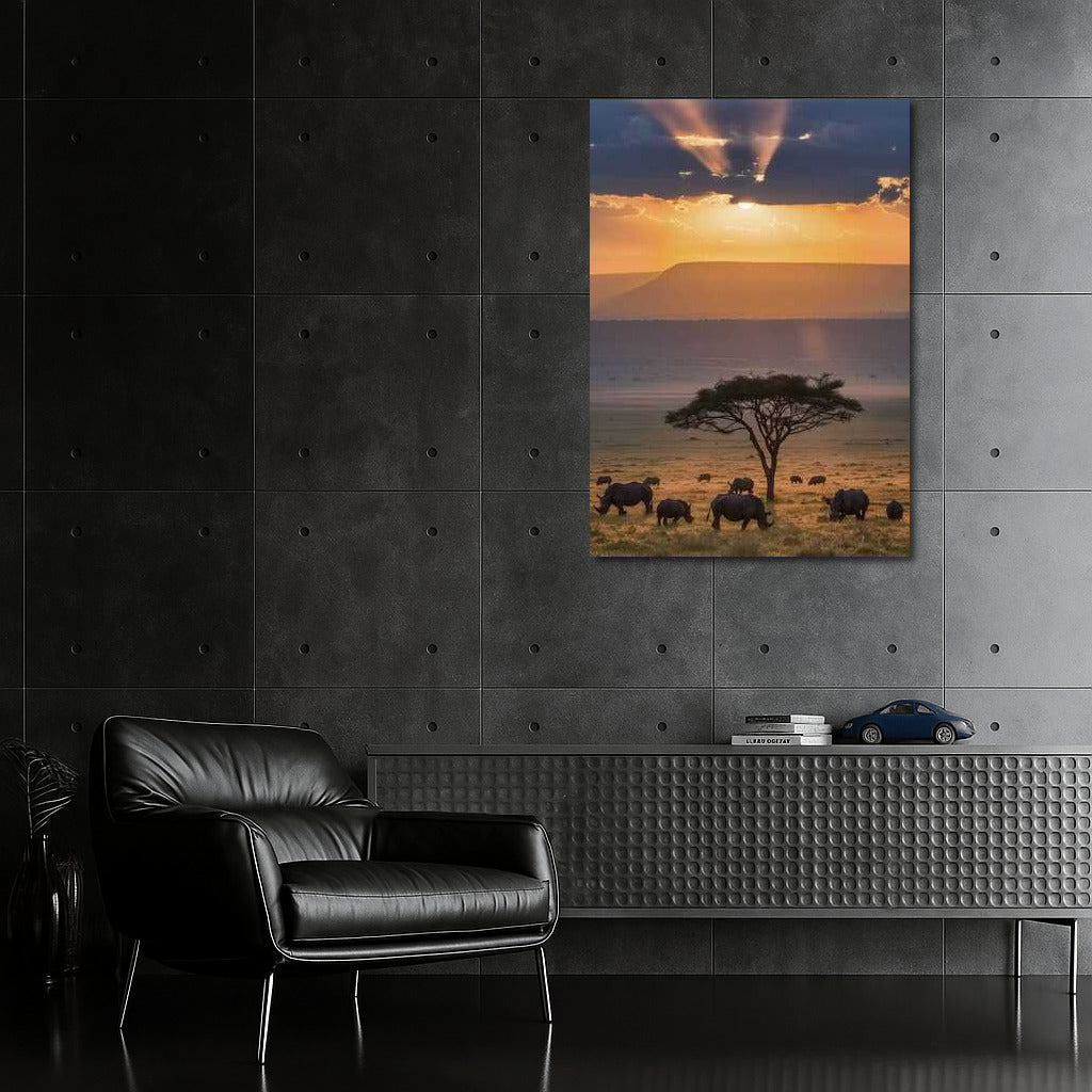 Sunset in South Africa: Rhinos in the Savannah