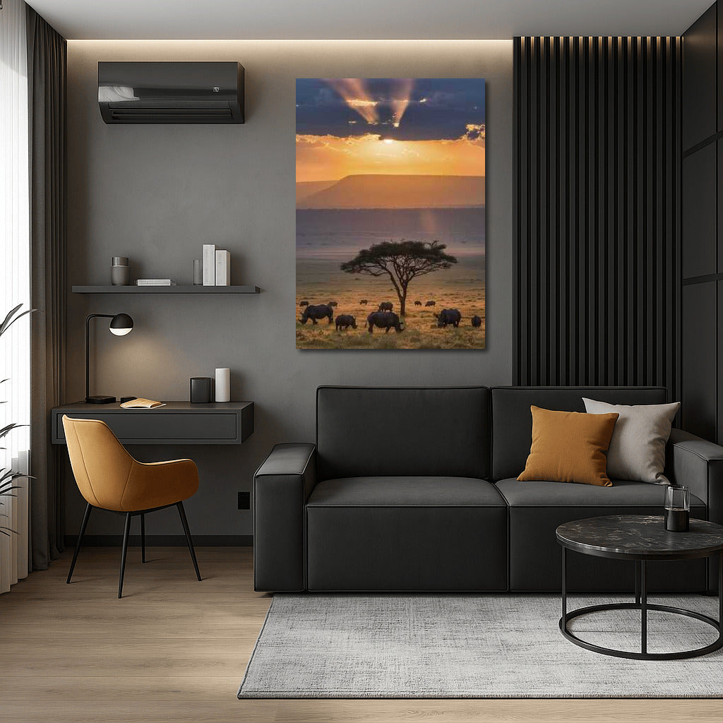 Sunset in South Africa: Rhinos in the Savannah