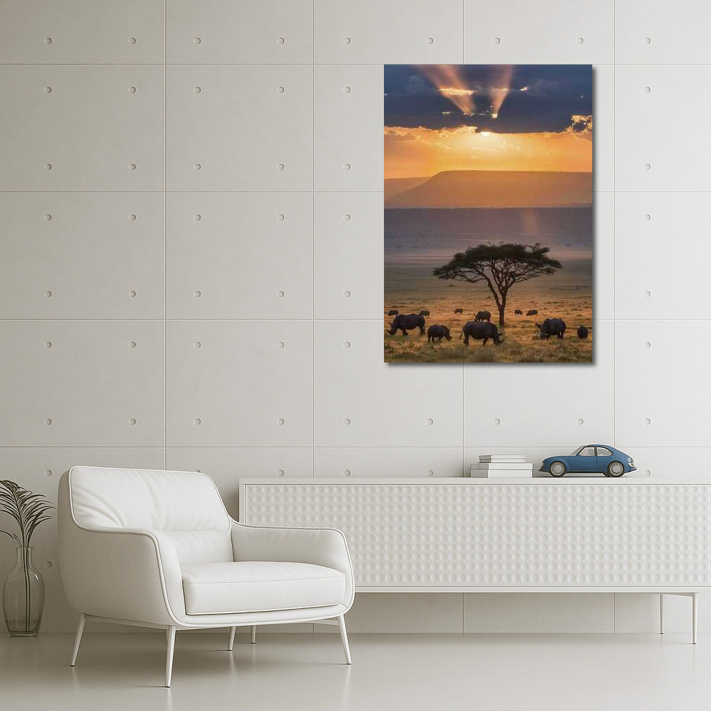 Sunset in South Africa: Rhinos in the Savannah