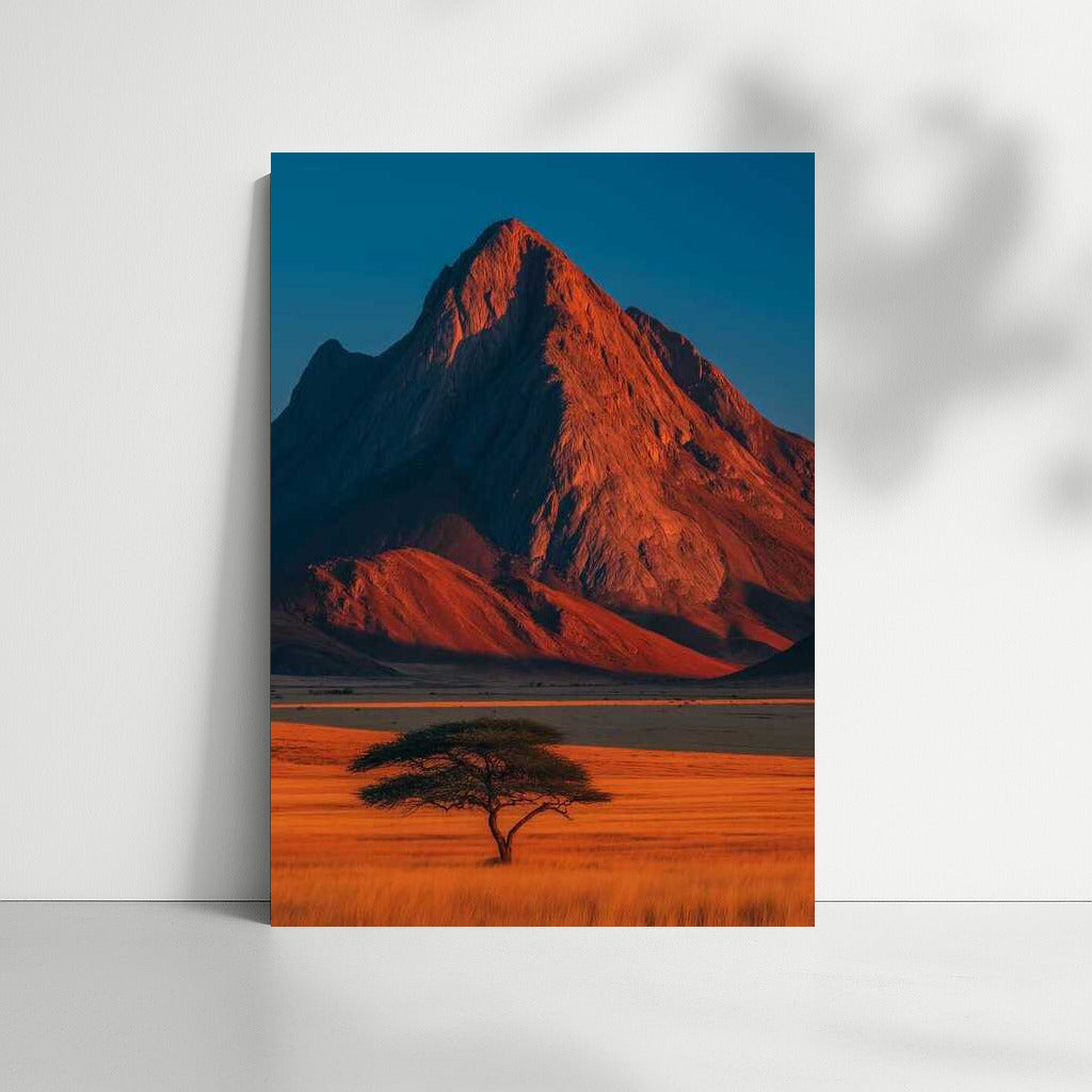 South African Grandeur: Mountain and Lone Tree at Sunset
