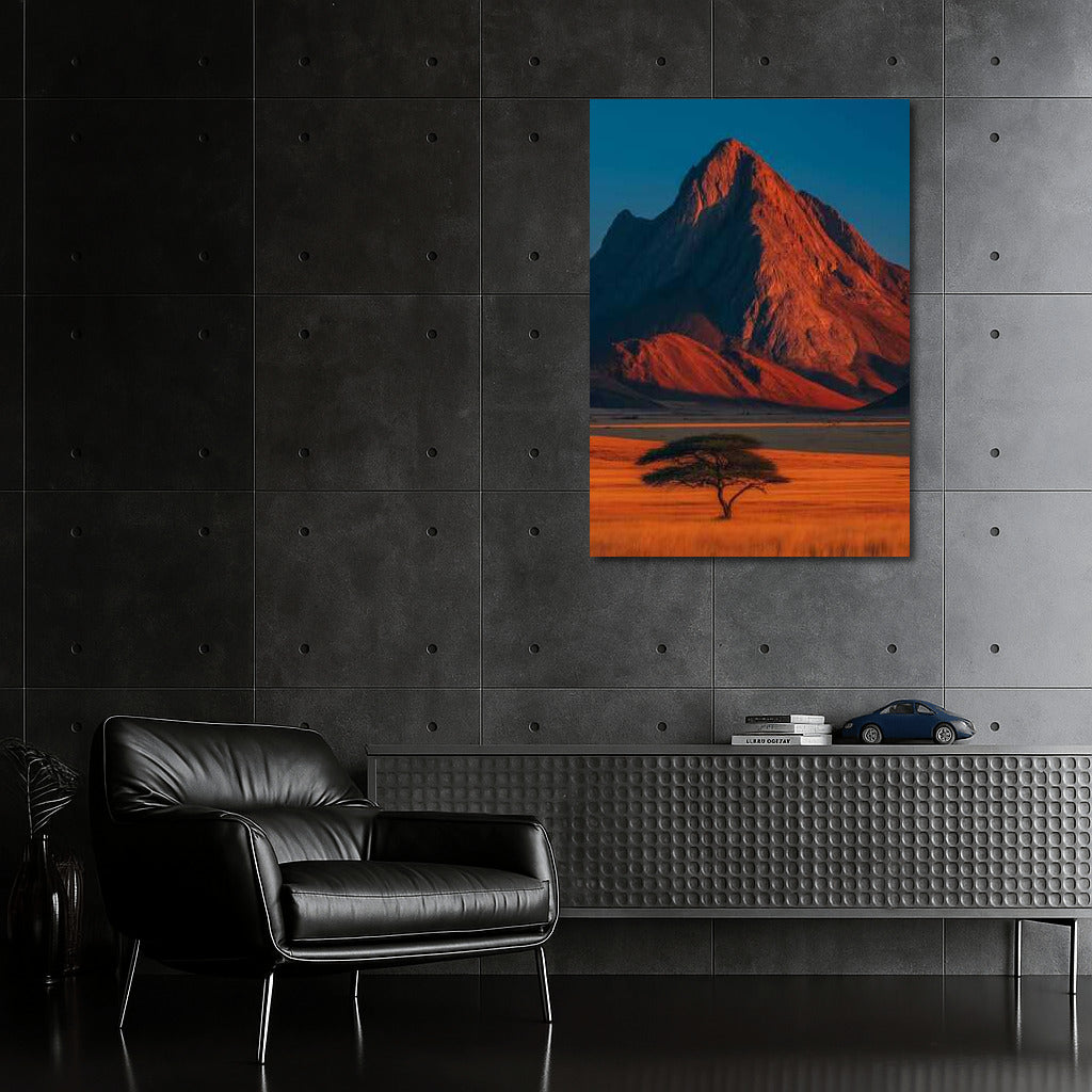 South African Grandeur: Mountain and Lone Tree at Sunset