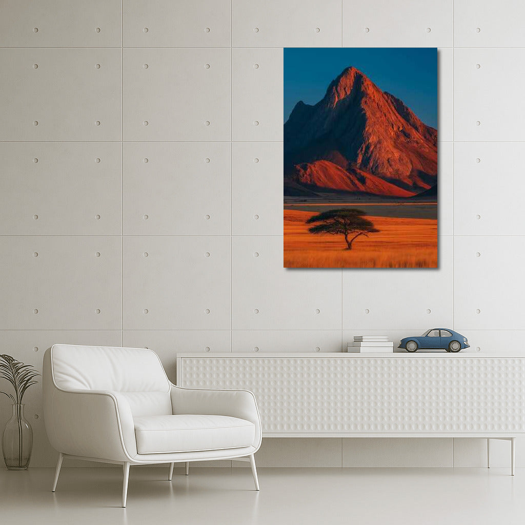 South African Grandeur: Mountain and Lone Tree at Sunset