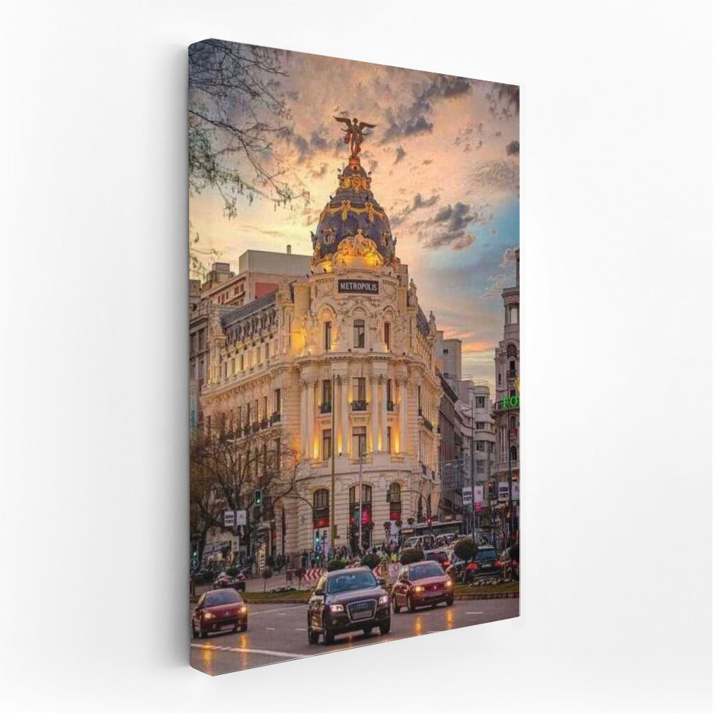 Madrid at Night: Lights of Metropolis and Audi in Spain