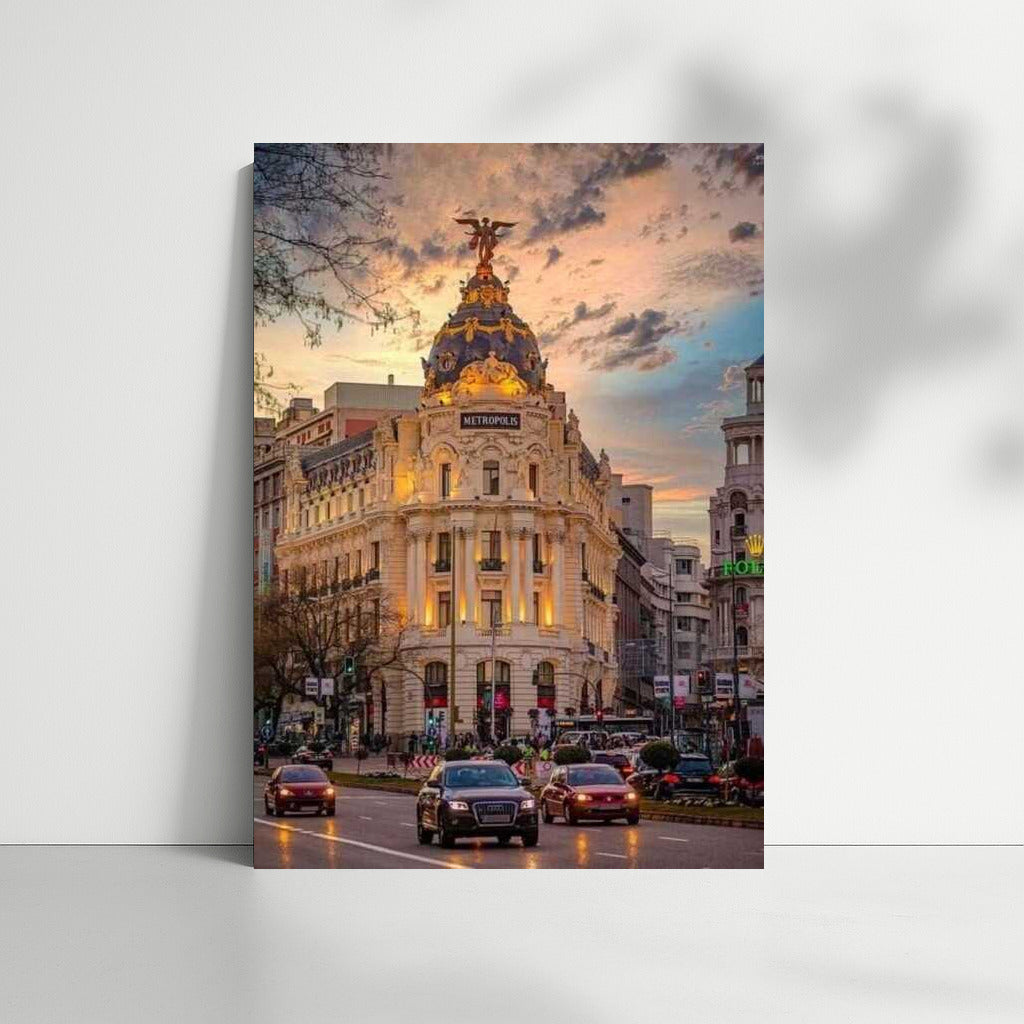 Madrid at Night: Lights of Metropolis and Audi in Spain