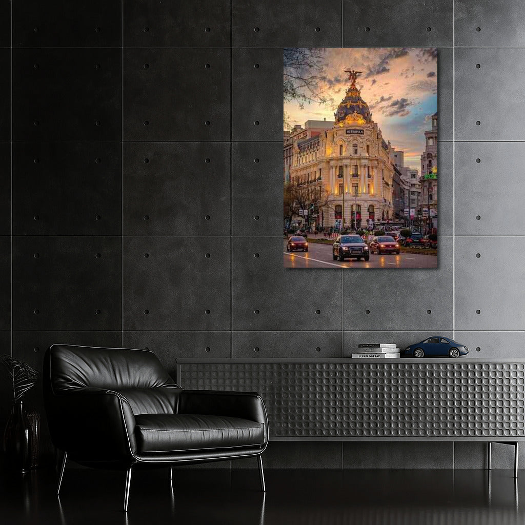 Madrid at Night: Lights of Metropolis and Audi in Spain