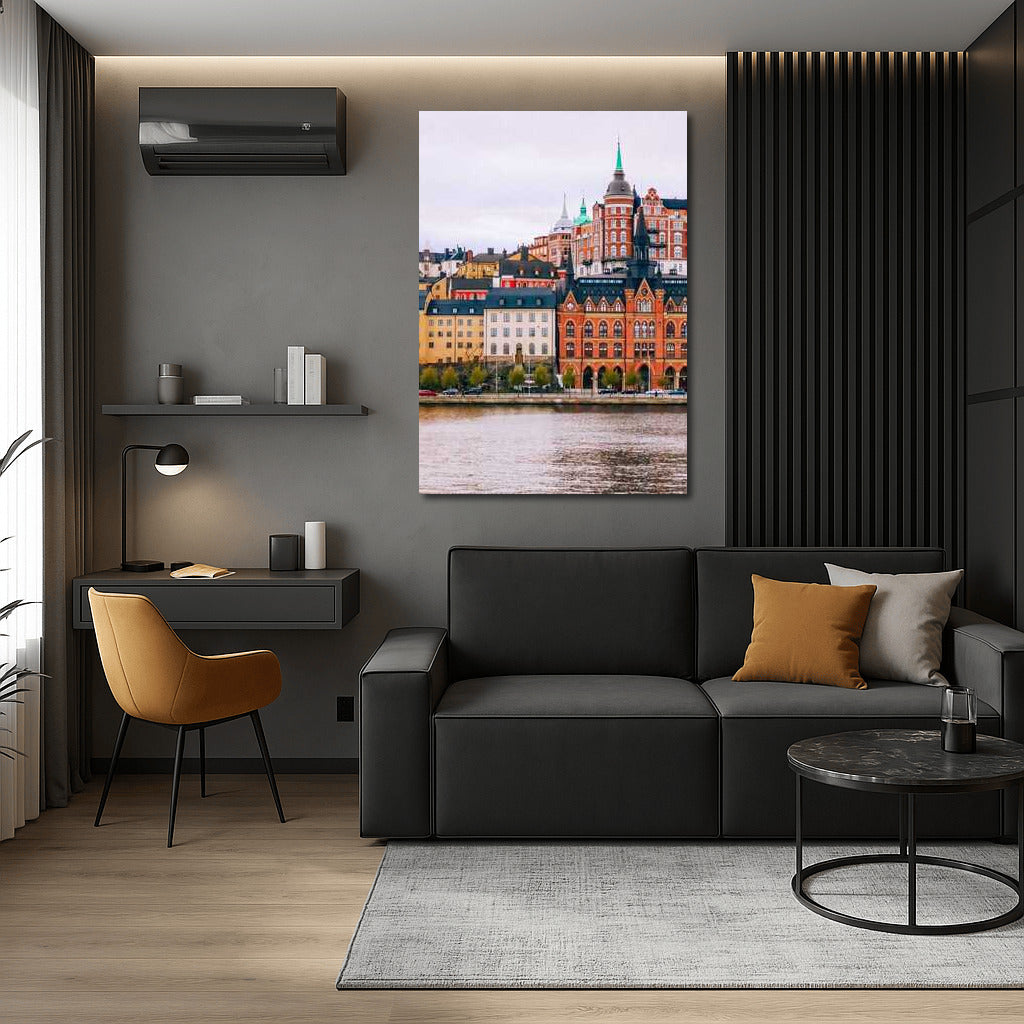 Scandinavian Idyll: Pastel Houses by the Water, Sweden