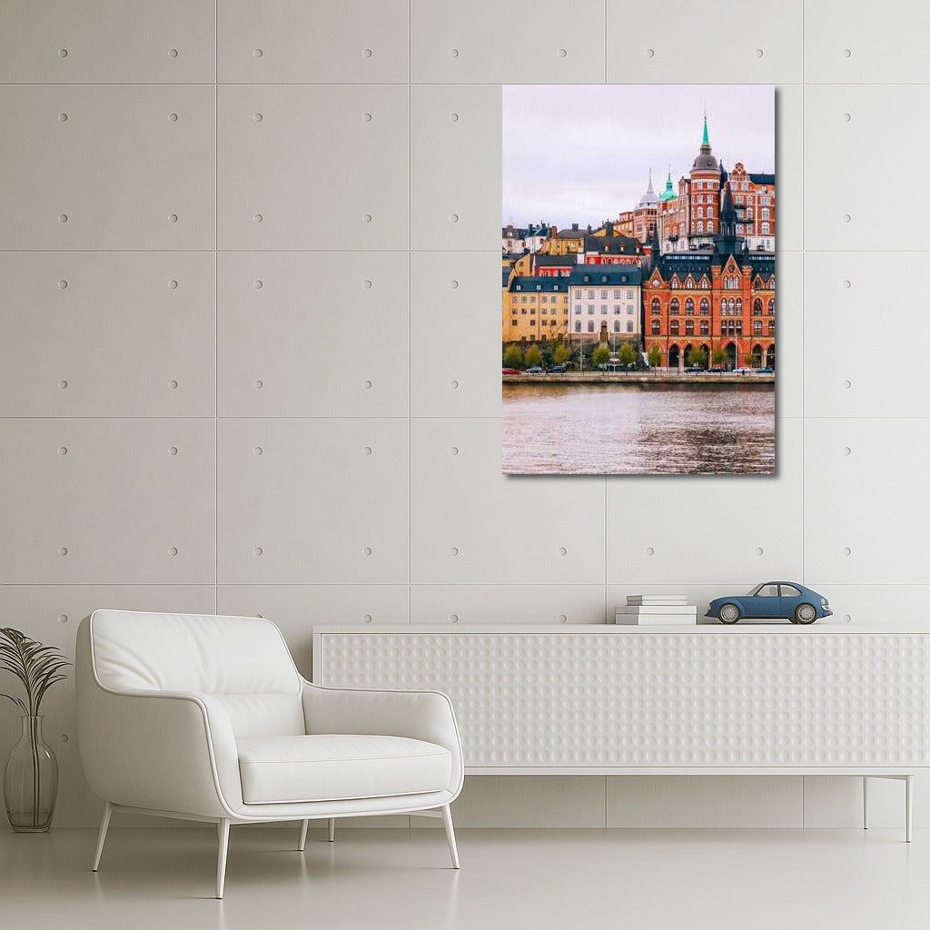 Scandinavian Idyll: Pastel Houses by the Water, Sweden