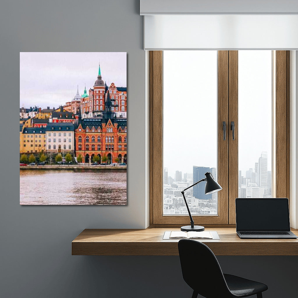 Scandinavian Idyll: Pastel Houses by the Water, Sweden