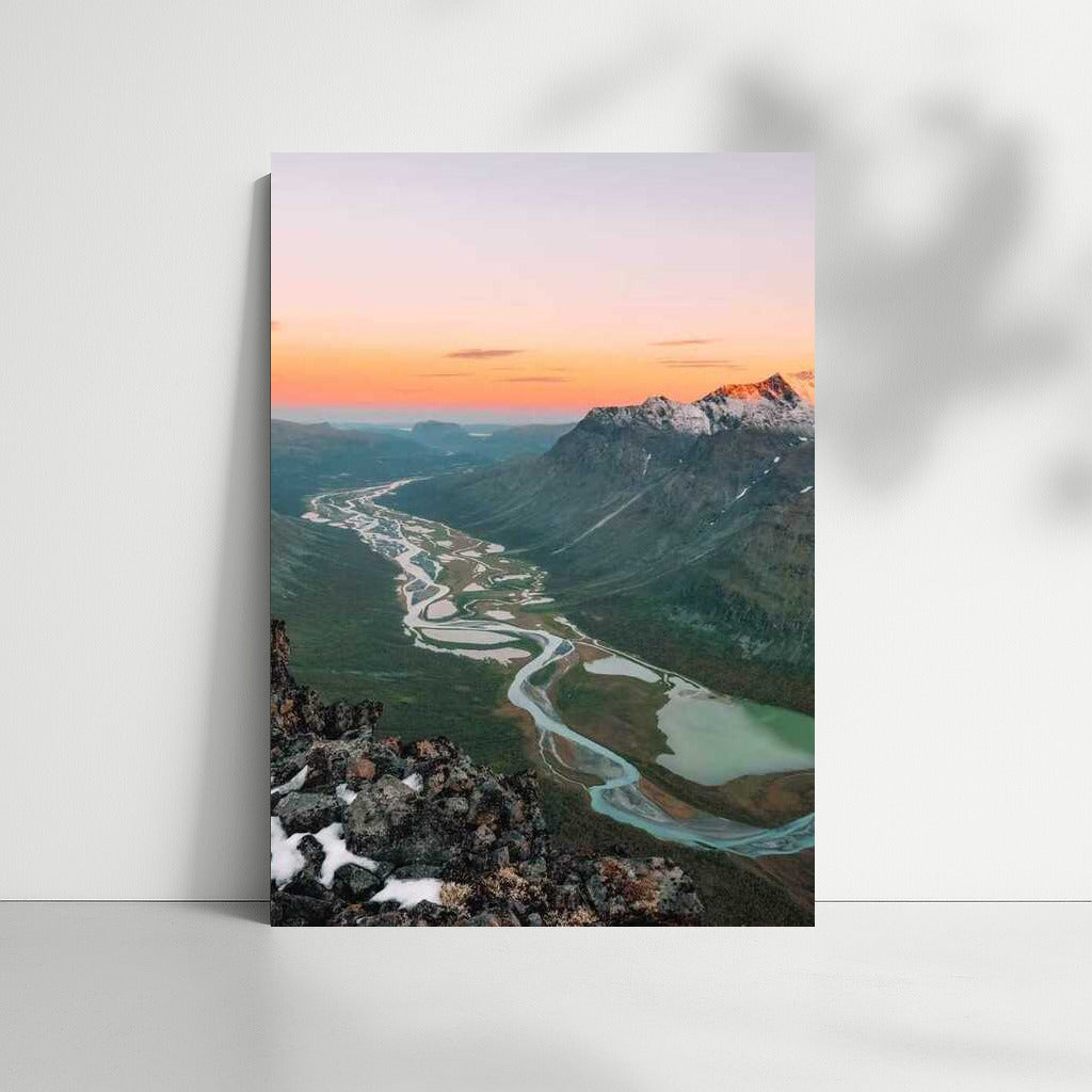 Sweden's Sunset Symphony: Pink Rivers and Mountains
