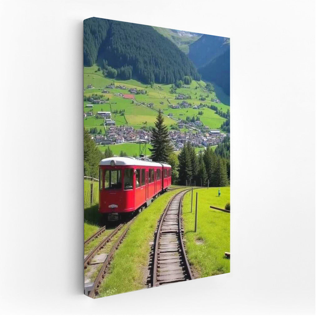 Scandinavian Magic: Red Train in the Emerald Hills of Sweden
