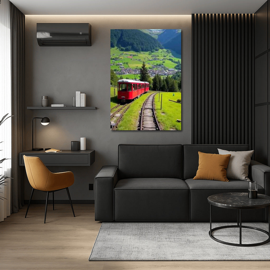 Scandinavian Magic: Red Train in the Emerald Hills of Sweden