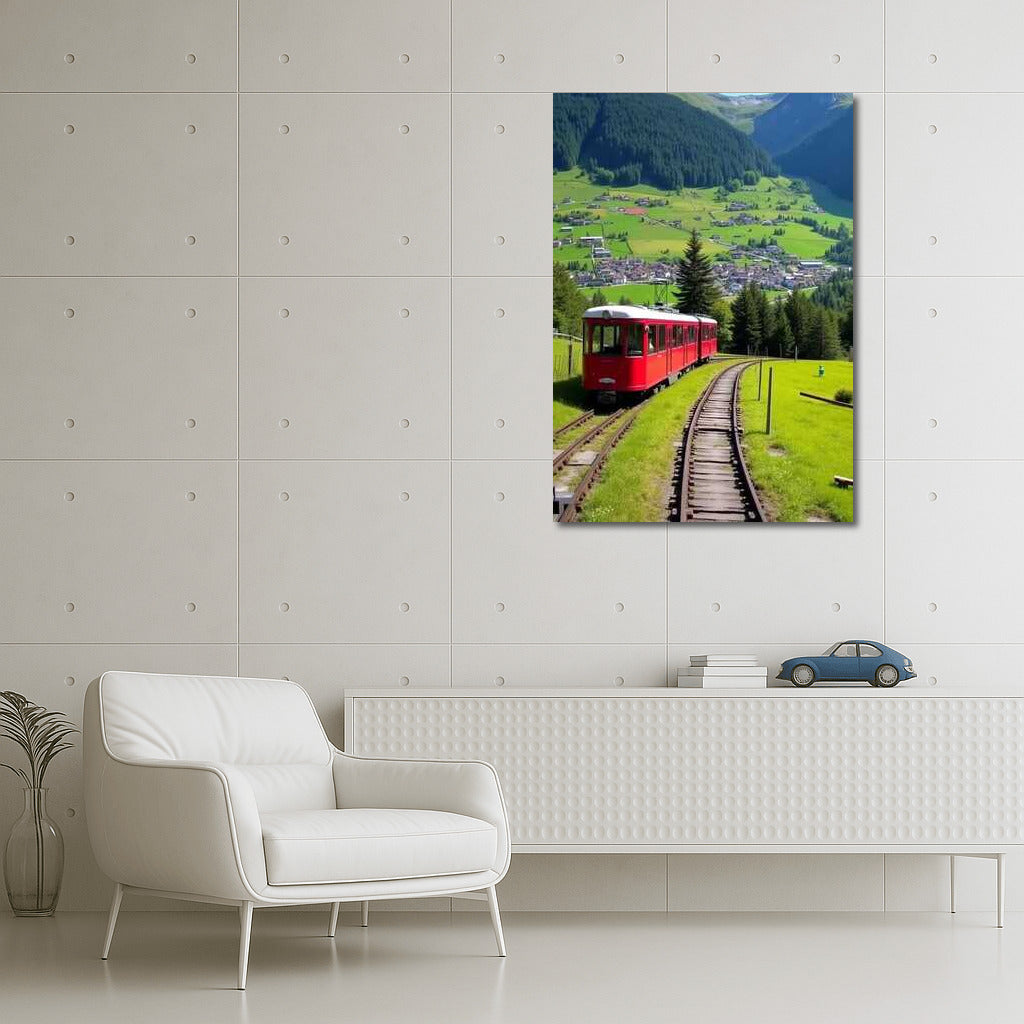 Scandinavian Magic: Red Train in the Emerald Hills of Sweden