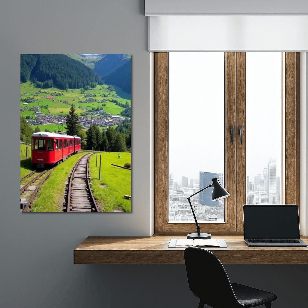 Scandinavian Magic: Red Train in the Emerald Hills of Sweden