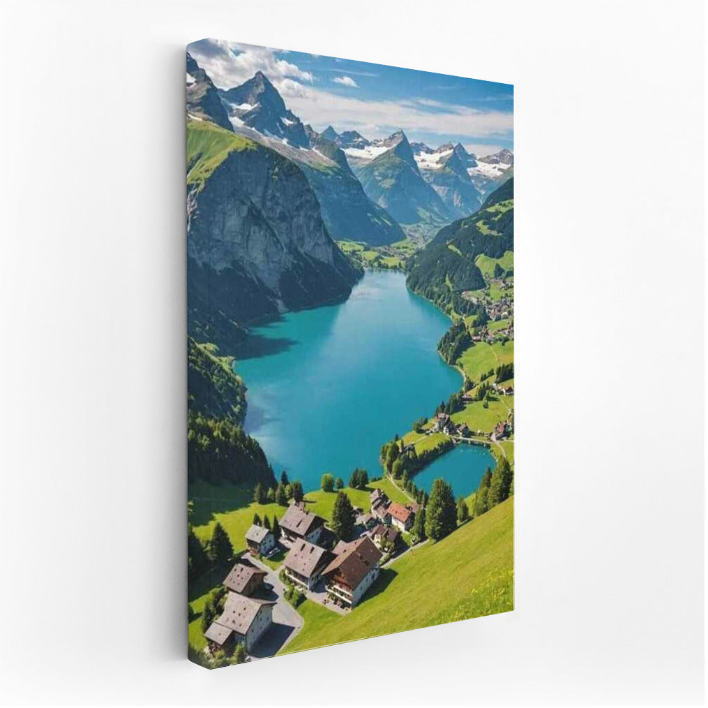 Swiss Alps: Vibrant Lakes and Alpine Cabins