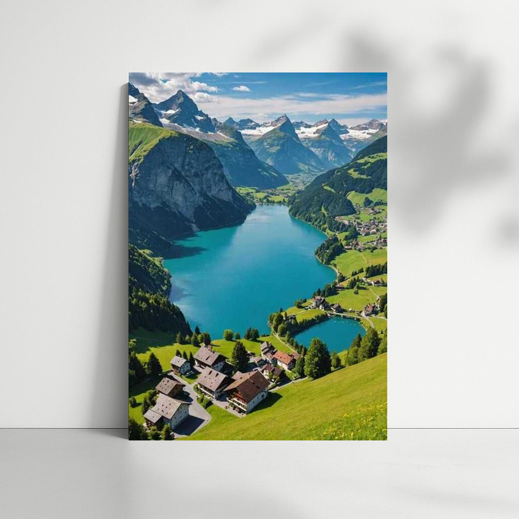 Swiss Alps: Vibrant Lakes and Alpine Cabins