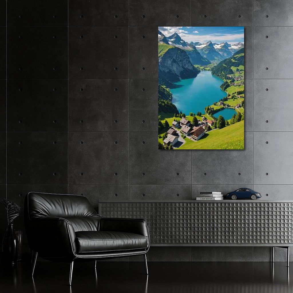 Swiss Alps: Vibrant Lakes and Alpine Cabins