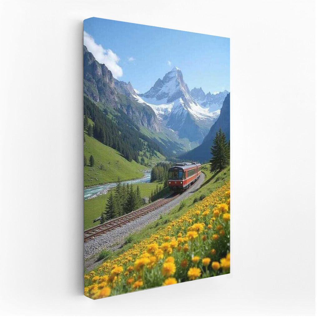 Swiss Railway: Alpine Peaks and Meadows