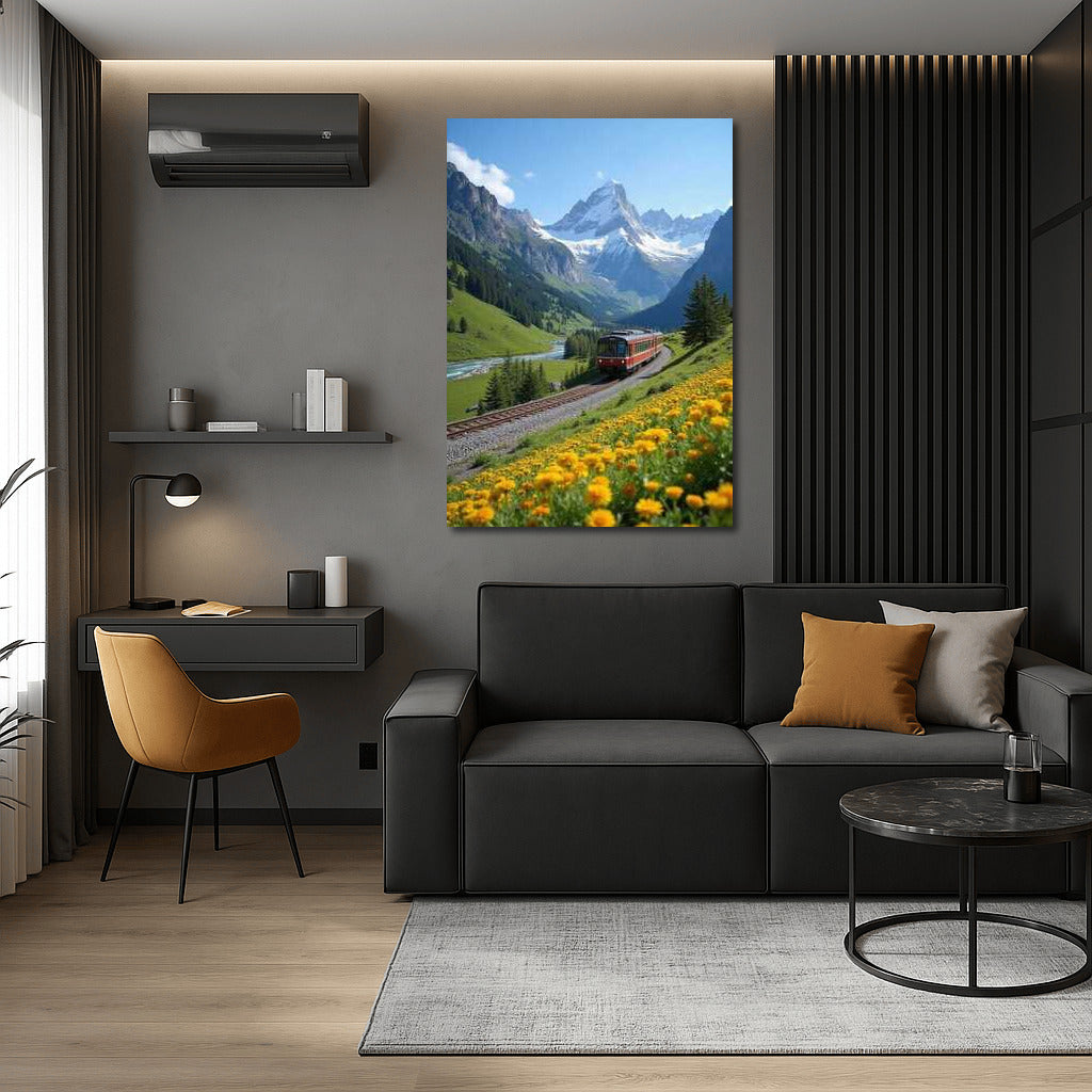 Swiss Railway: Alpine Peaks and Meadows