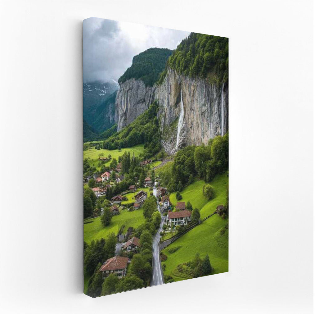 Emerald Hills of Switzerland: Waterfall and Village