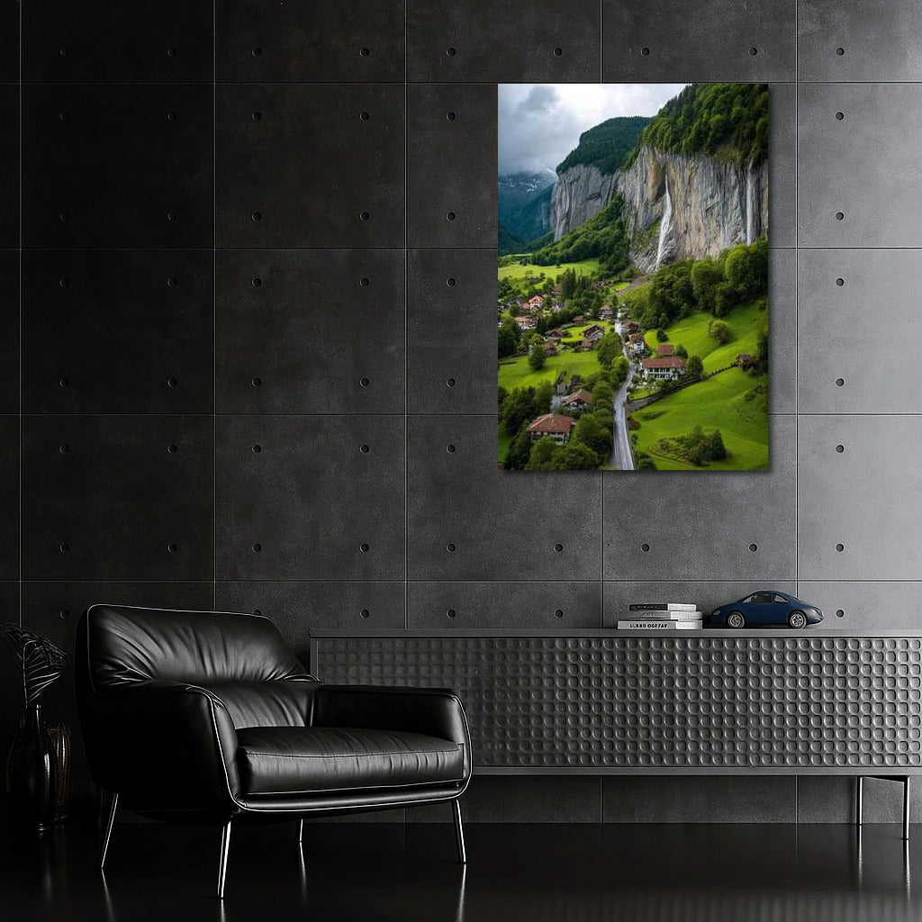 Emerald Hills of Switzerland: Waterfall and Village