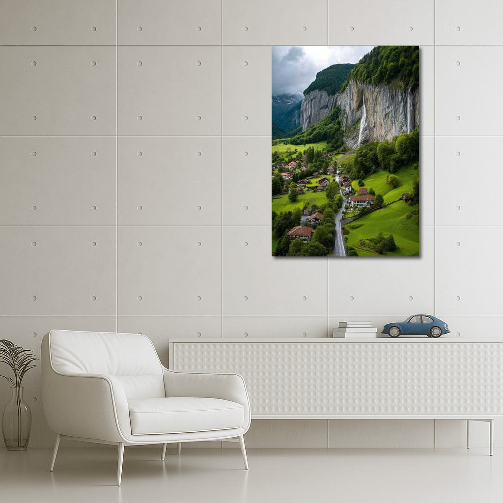 Emerald Hills of Switzerland: Waterfall and Village
