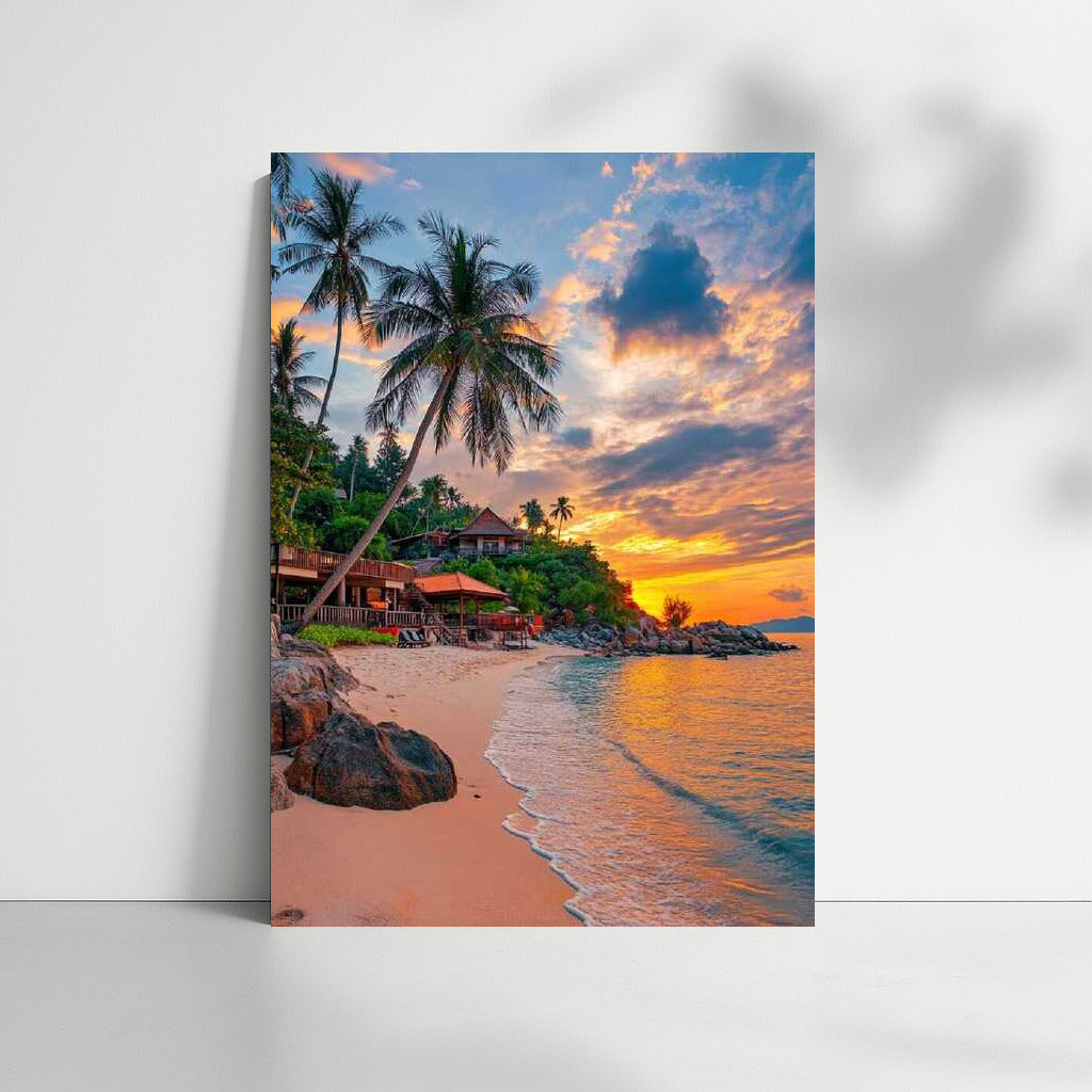 Thai Village by the Ocean: Sunset and Palms