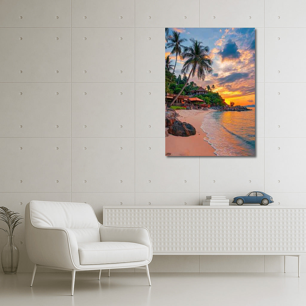 Thai Village by the Ocean: Sunset and Palms