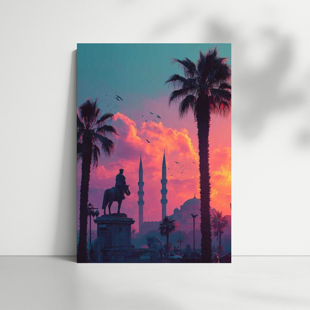 Sunset over Minarets and Palms: Eastern Tale of Turkey
