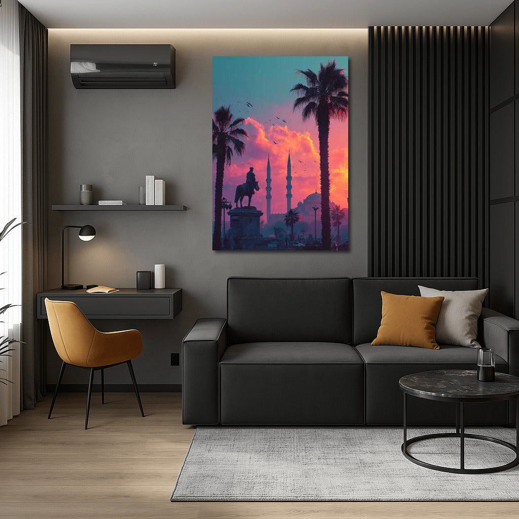 Sunset over Minarets and Palms: Eastern Tale of Turkey