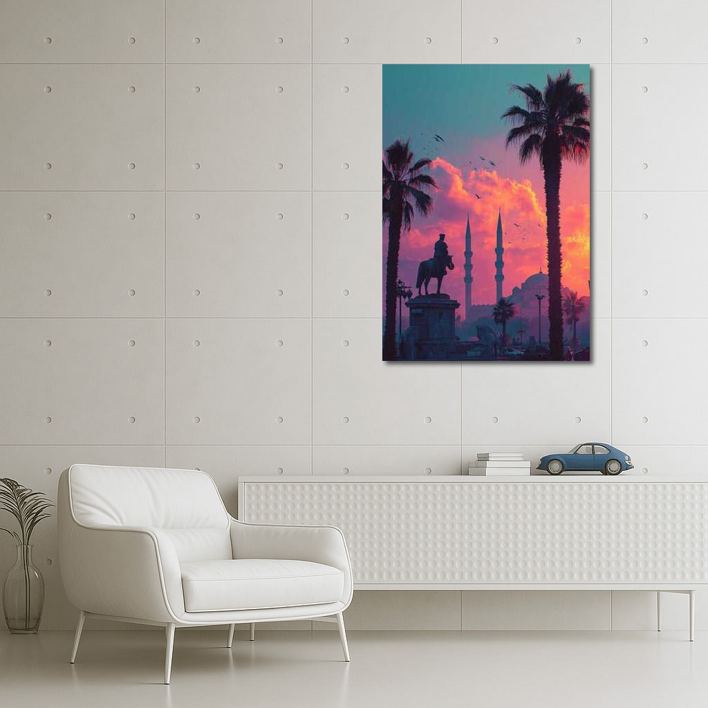 Sunset over Minarets and Palms: Eastern Tale of Turkey
