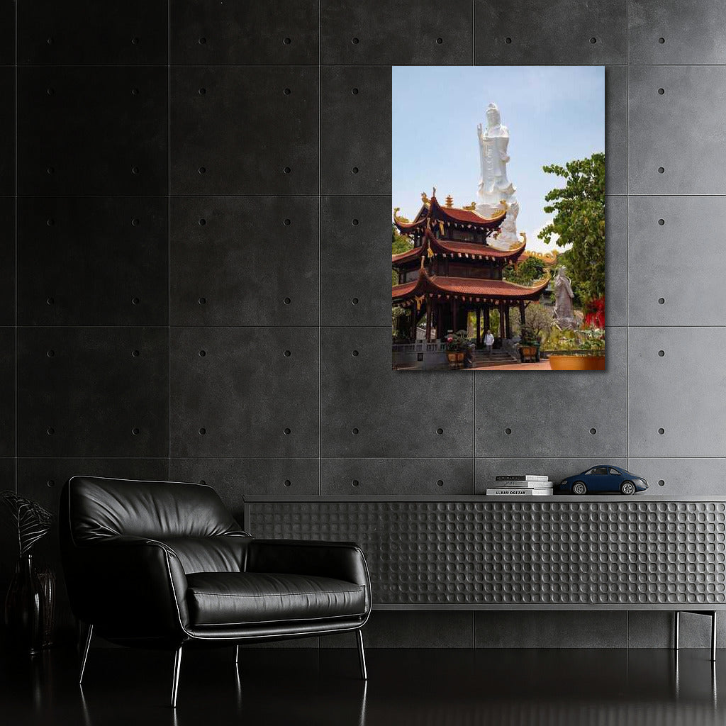 The Grandeur of Vietnamese Temple: Statue and Nature