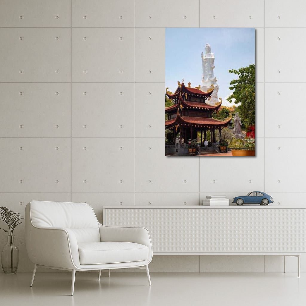 The Grandeur of Vietnamese Temple: Statue and Nature