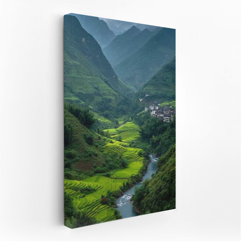 Green Harmony: Rice Terraces and Mountains of Vietnam