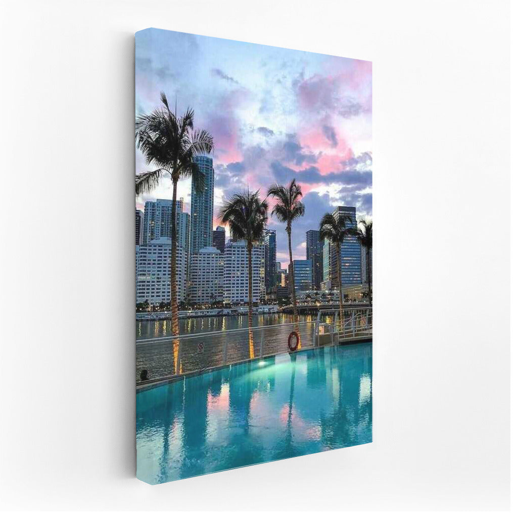 Sunset Miami: Skyscrapers and Palms of Florida