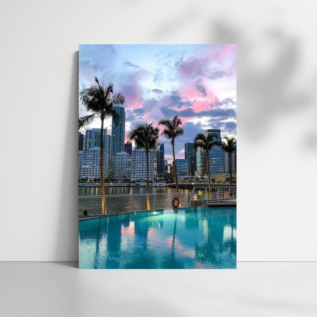 Sunset Miami: Skyscrapers and Palms of Florida