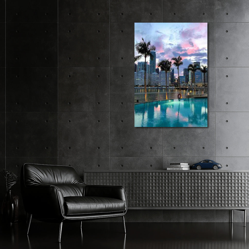 Sunset Miami: Skyscrapers and Palms of Florida