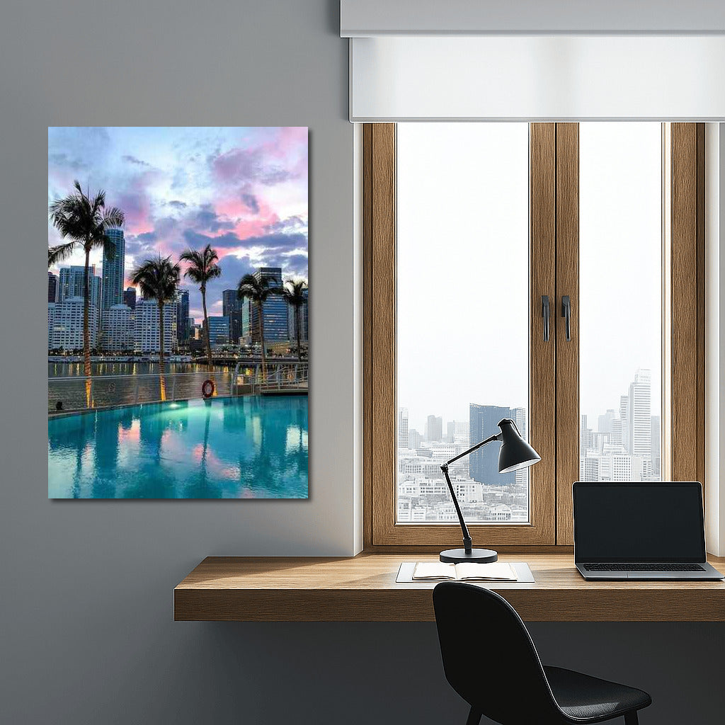 Sunset Miami: Skyscrapers and Palms of Florida
