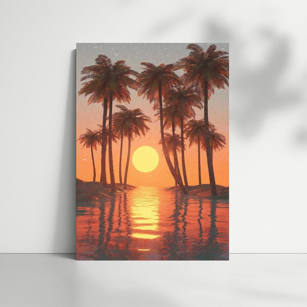 Sunset in Florida: Palm Trees and Water Surface