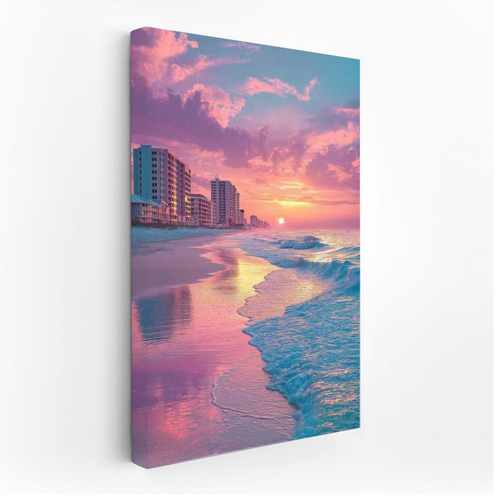Florida Sunset: Turquoise Waves and Pink Sky USA