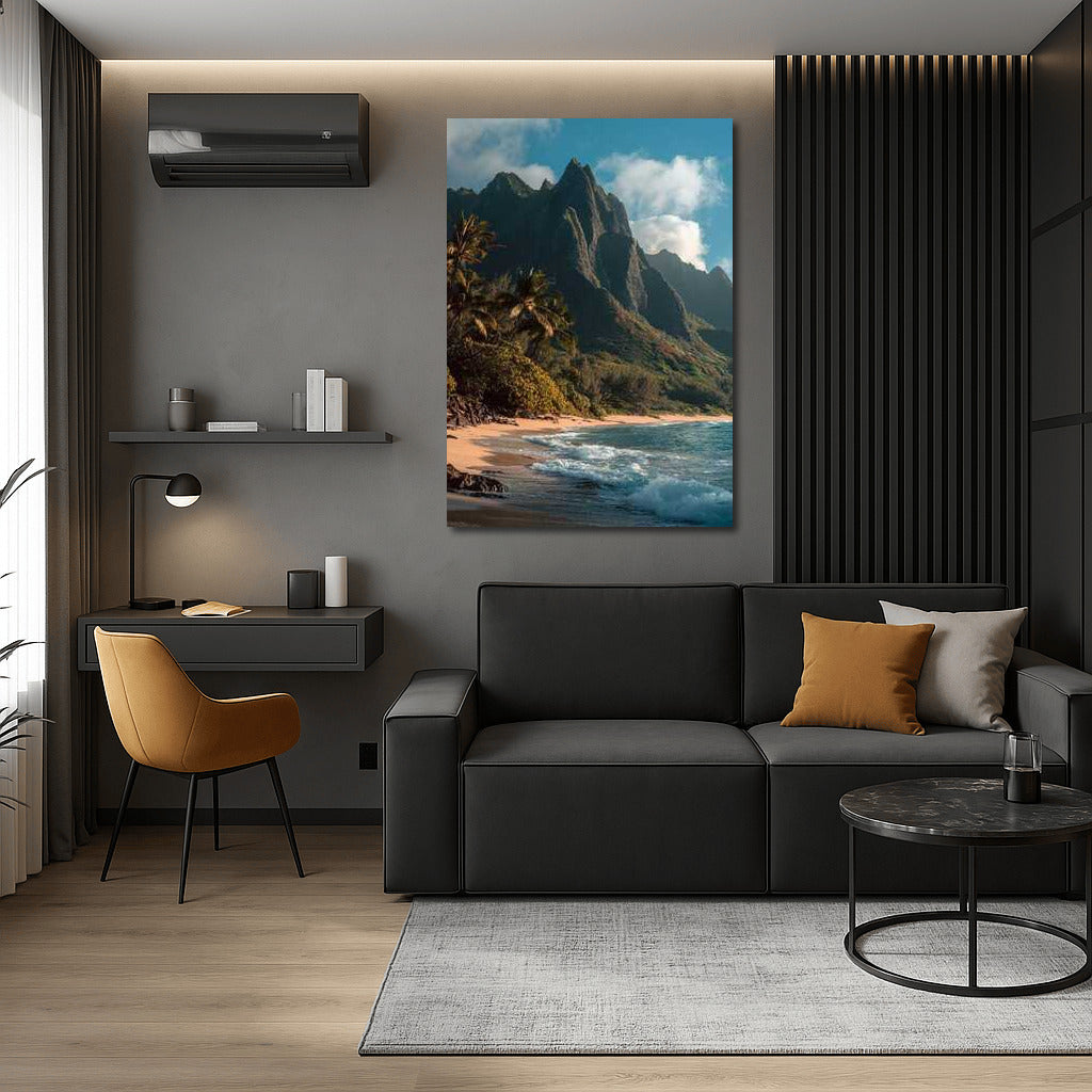 Hawaiian Tropical Idyll: Mountains and Waves
