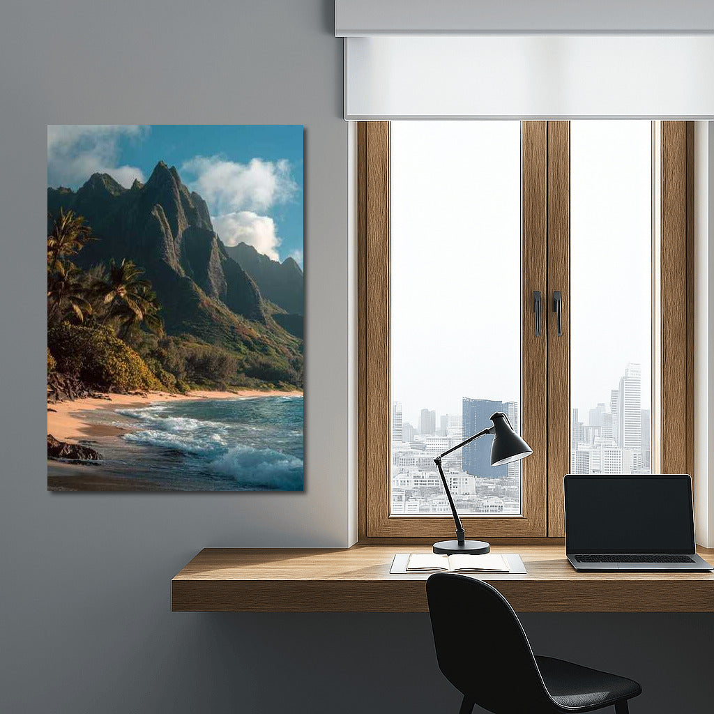 Hawaiian Tropical Idyll: Mountains and Waves