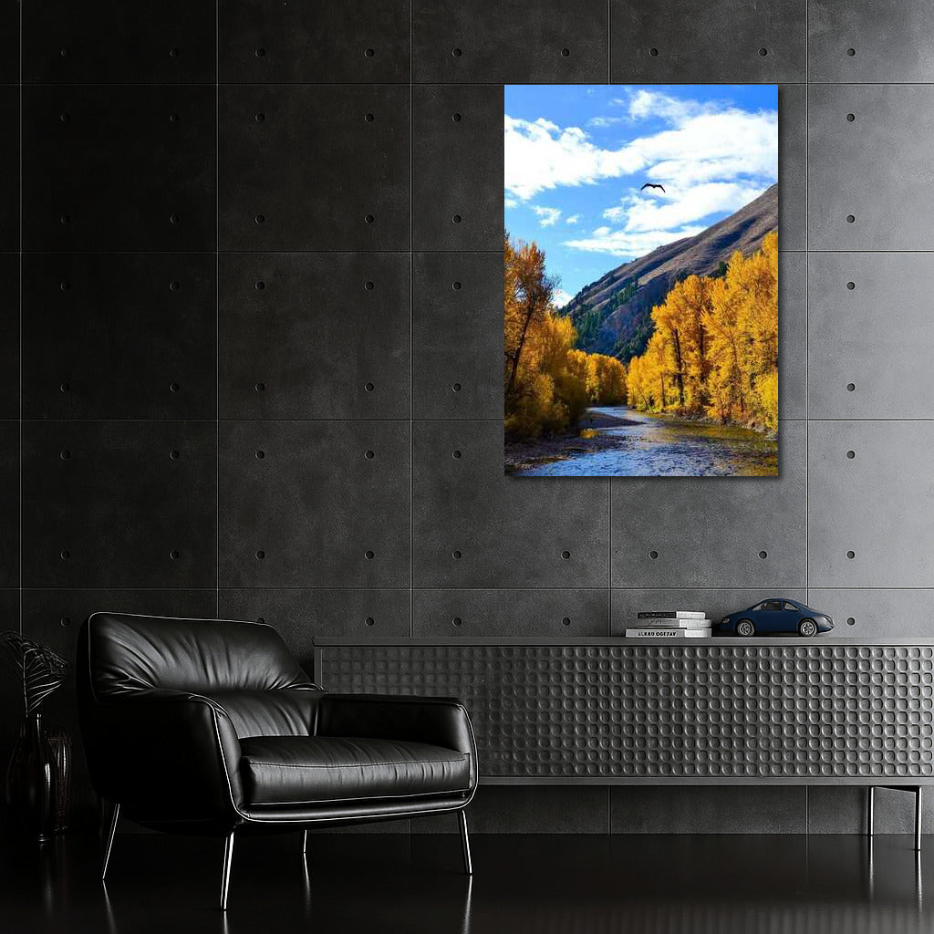 Idaho Autumn Fairytale: Golden Trees and the Serene River