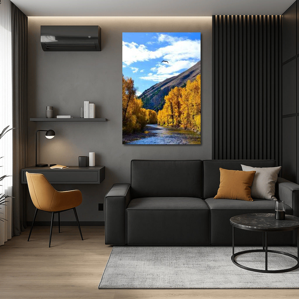 Idaho Autumn Fairytale: Golden Trees and the Serene River
