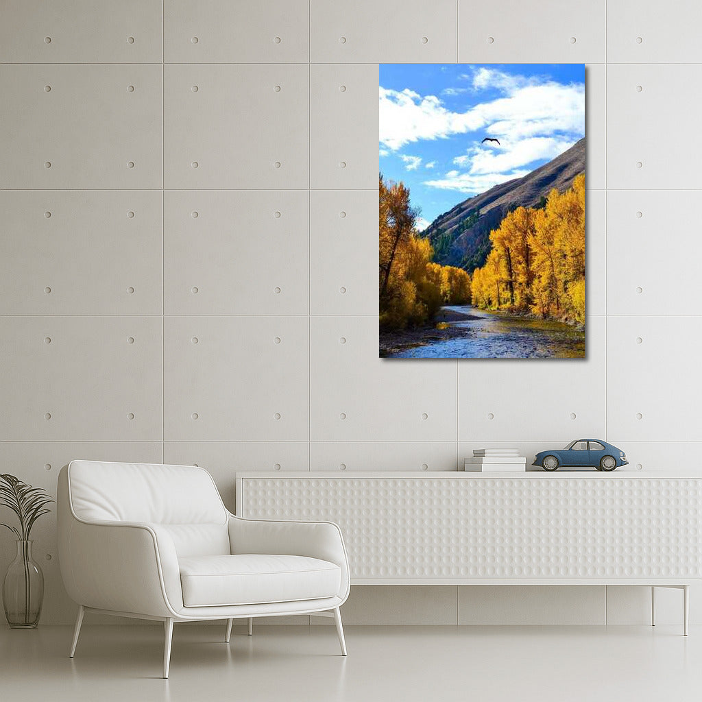 Idaho Autumn Fairytale: Golden Trees and the Serene River
