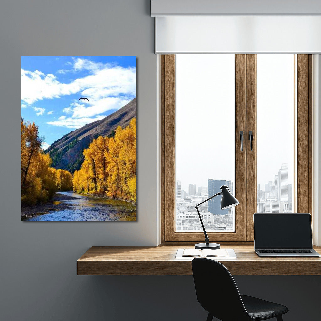 Idaho Autumn Fairytale: Golden Trees and the Serene River